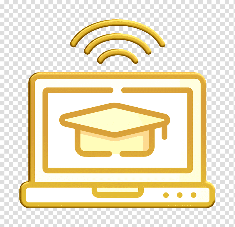 Elearning icon Online Learning icon Laptop icon, Symbol, Sign, Yellow, Meter, Mathematics, Geometry transparent background PNG clipart