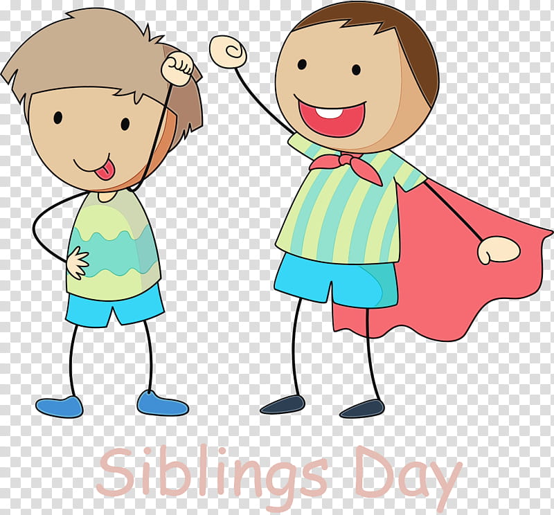 cartoon child sharing happy playing with kids, Happy Siblings Day, Watercolor, Paint, Wet Ink, Cartoon, Child Art, Smile transparent background PNG clipart