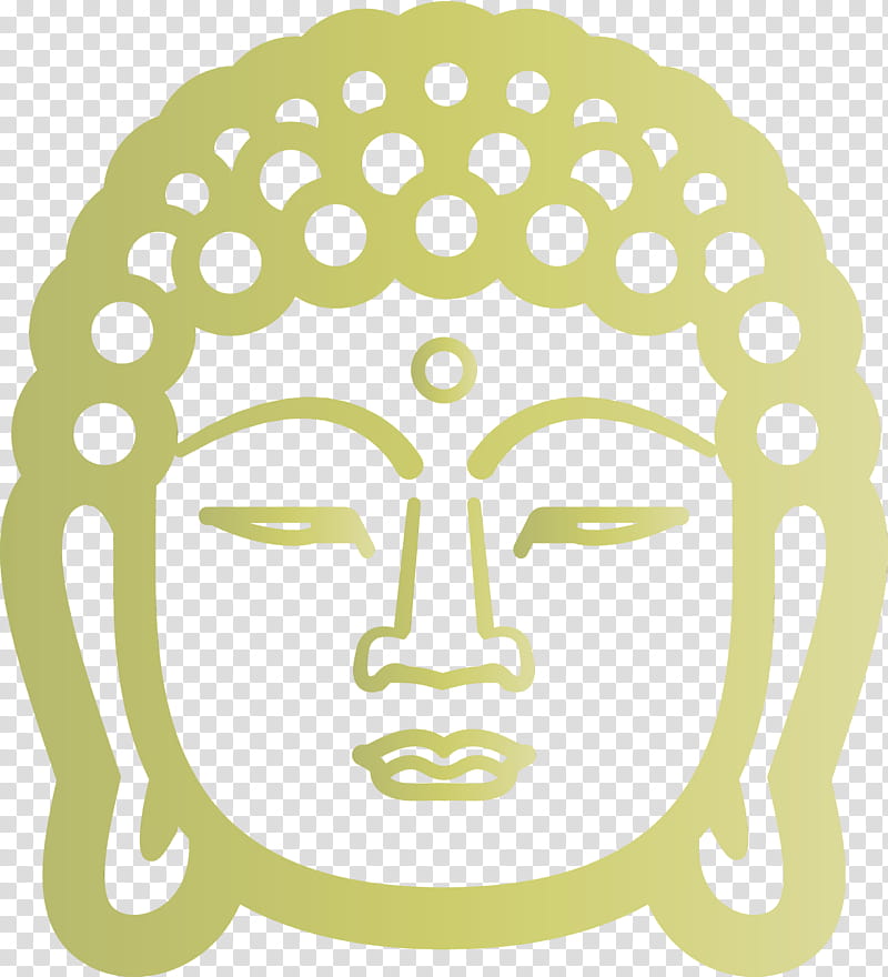 face head yellow line art smile, Buddha, Watercolor, Paint, Wet Ink transparent background PNG clipart