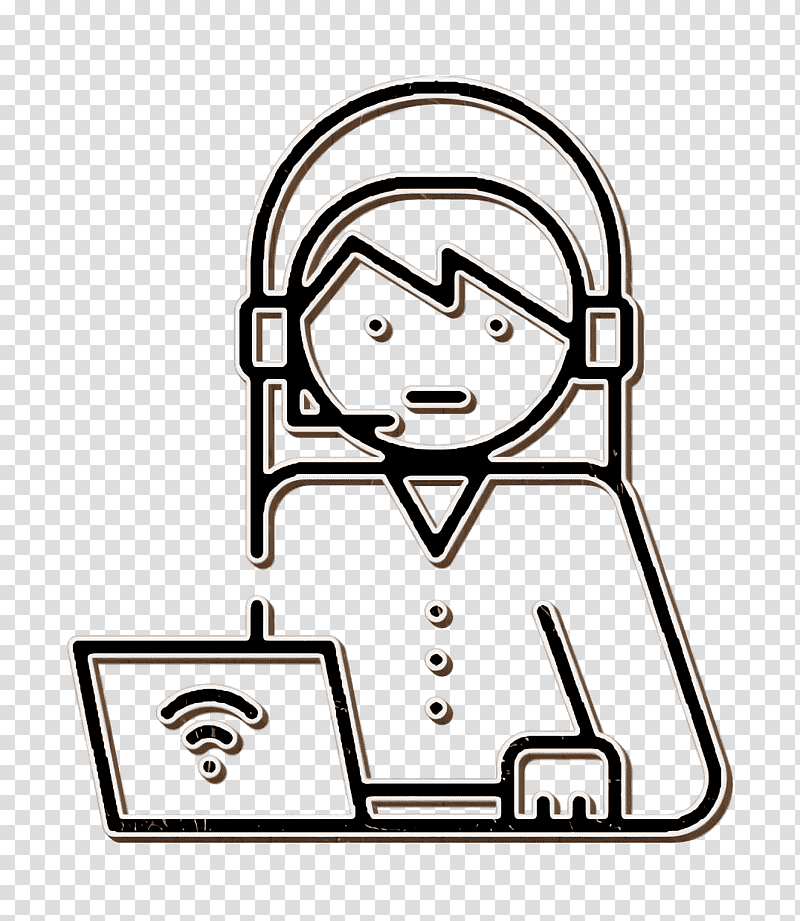 Operator icon Support icon Call Center icon, Cartoon, Logo, Line, Meter, Headgear, Behavior transparent background PNG clipart