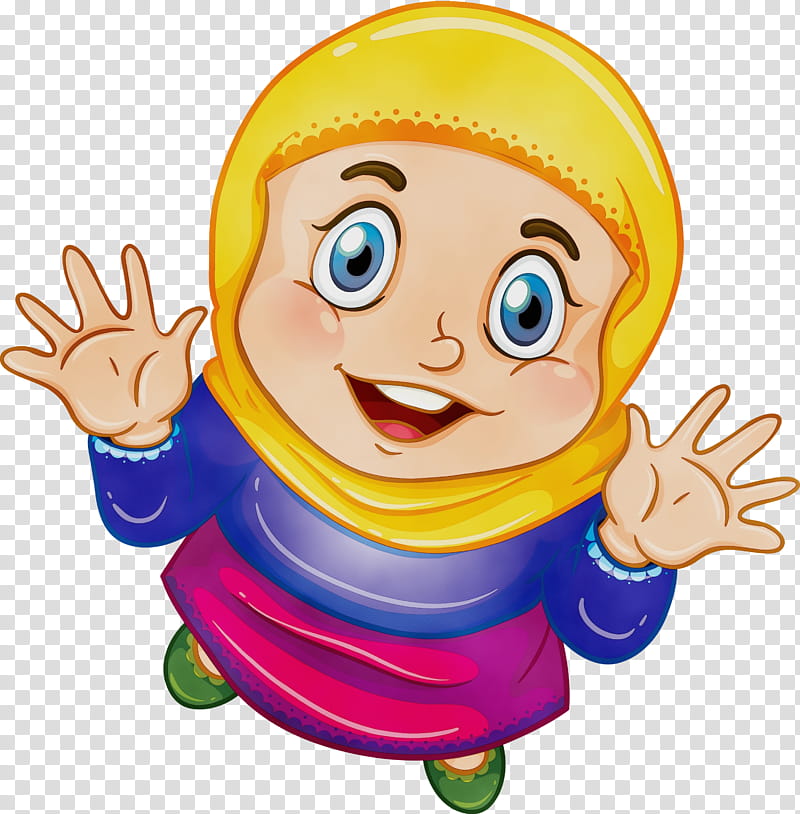 cartoon happy child finger pleased, Muslim People, Watercolor, Paint, Wet Ink, Cartoon, Gesture, Thumb transparent background PNG clipart