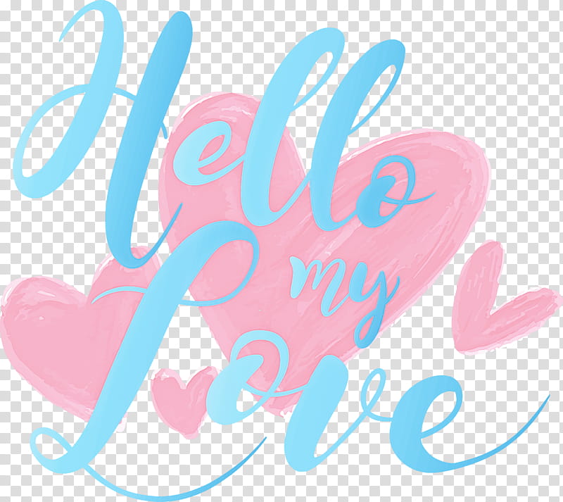 valentines day hello my love, Text, Pink, Turquoise, Logo transparent background PNG clipart