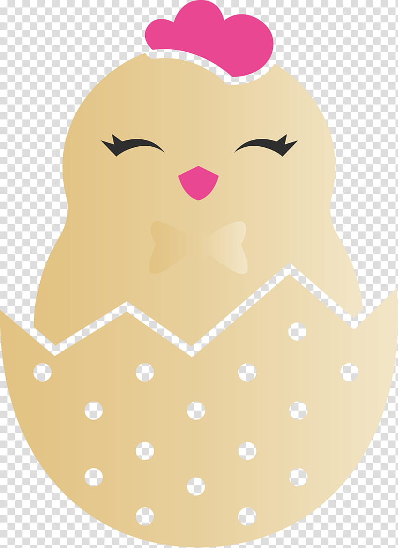 chick in eggshell easter day adorable chick, Pink, Polka Dot, Beige, Moustache transparent background PNG clipart