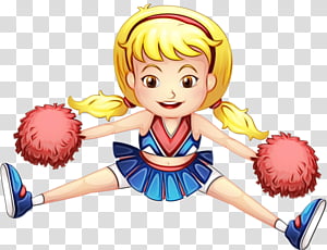 cheerleading footage cartoon animation, Watercolor, Paint, Wet Ink, Royaltyfree transparent background PNG clipart thumbnail