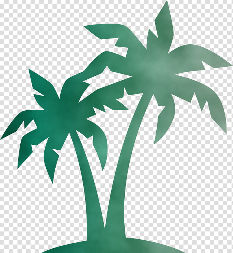 Palm trees, Beach, Tropical, Watercolor, Paint, Wet Ink, Leaf, Plant Stem transparent background PNG clipart