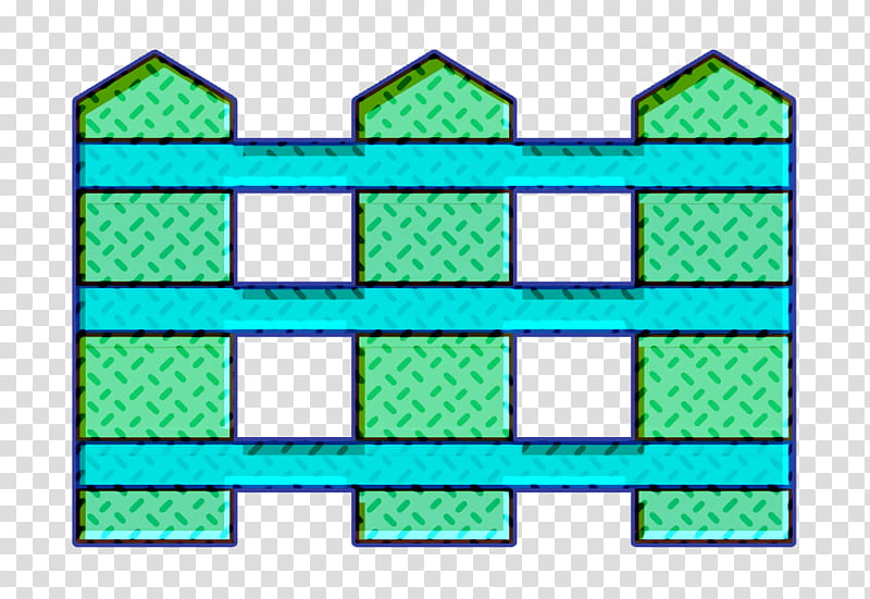 Architecture and city icon Fence icon Cultivation icon, Turquoise, Green, Teal, Aqua, Line, Symmetry, Rectangle transparent background PNG clipart