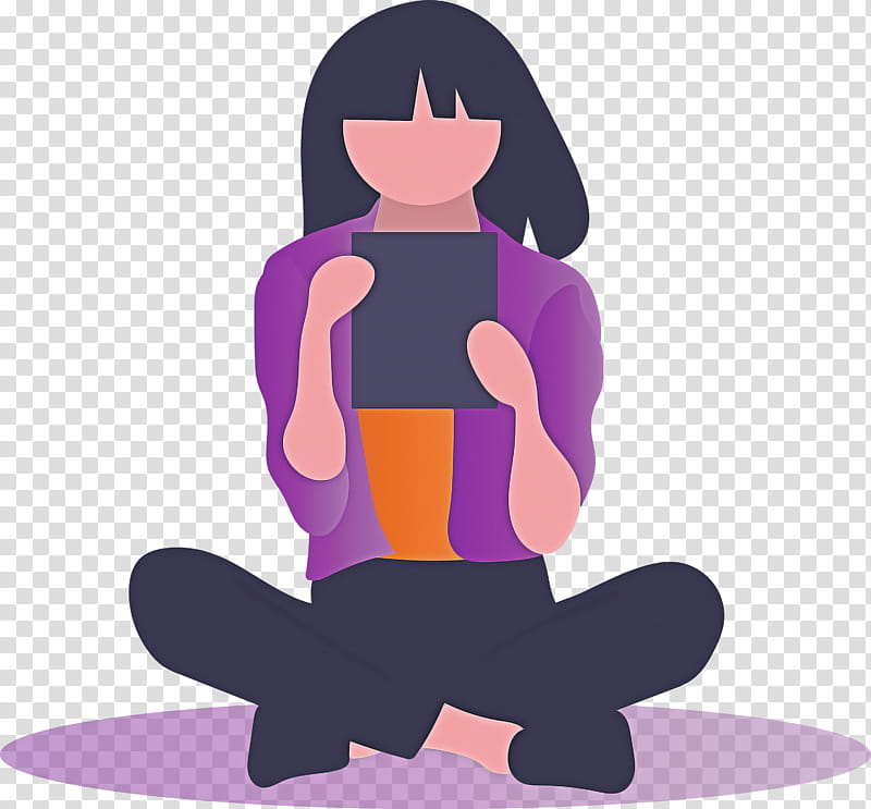 Reading Girl, Violet, Physical Fitness, Purple, Yoga, Sitting, Kneeling, Meditation transparent background PNG clipart