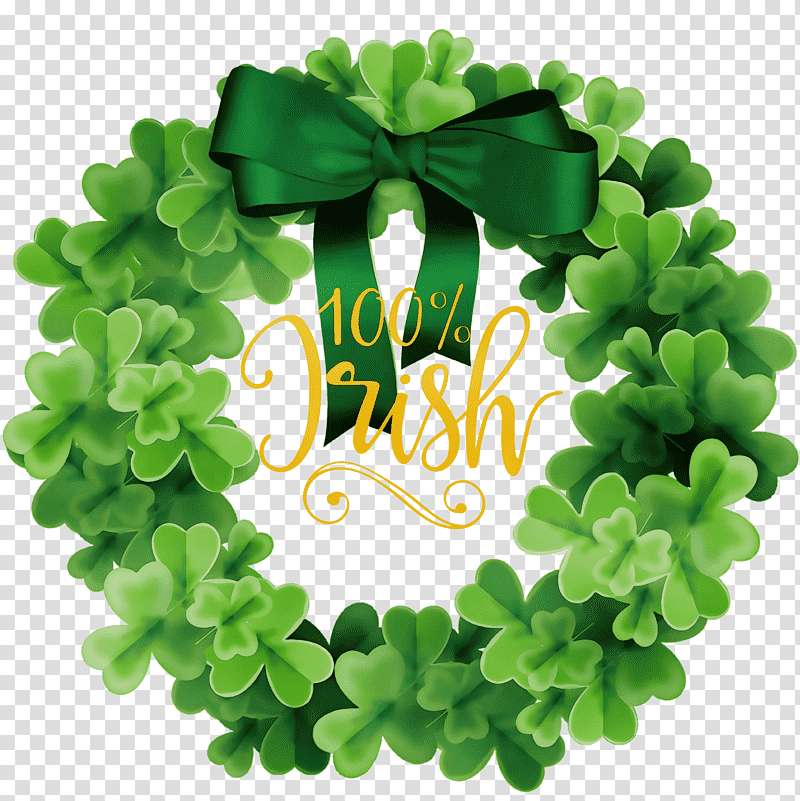 Saint Patrick's Day, Irish, St Patricks Day, Watercolor, Paint, Wet Ink, Wreath transparent background PNG clipart