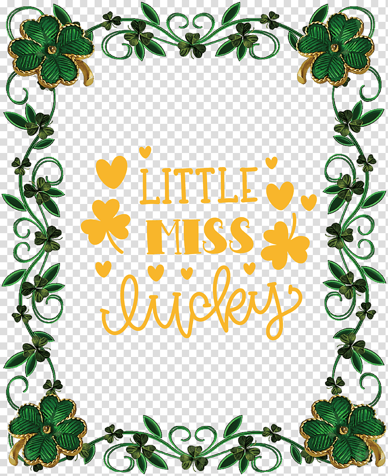 Little Miss Lucky Saint Patrick Patricks Day, Saint Patricks Day, Shamrock, Holiday, Frame, Leprechaun transparent background PNG clipart