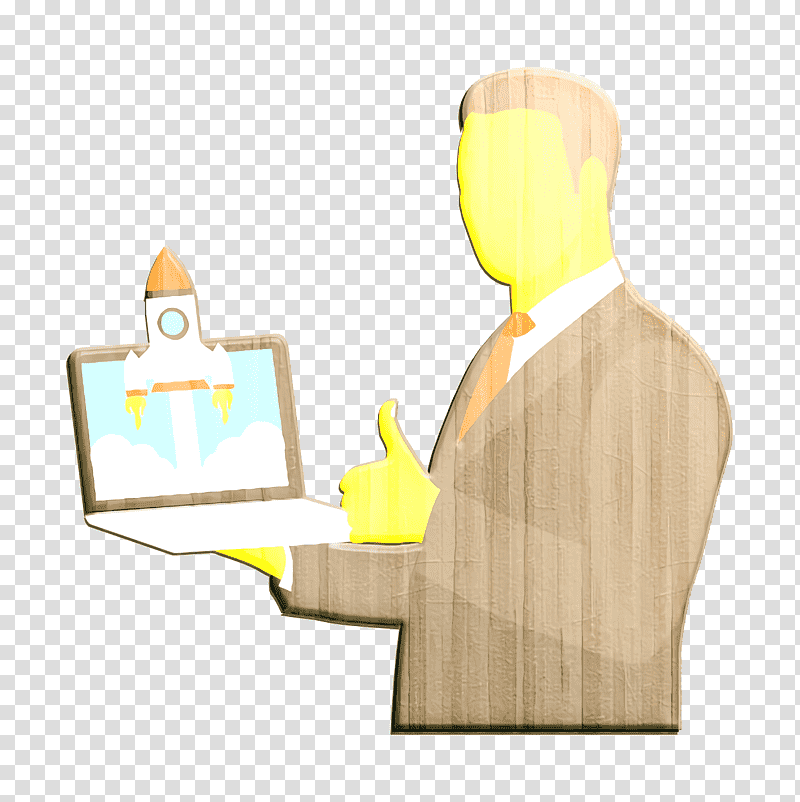 Businessman icon Startup icon Human Resources icon, Cartoon, Yellow, Meter, Joint, Line, Hm transparent background PNG clipart