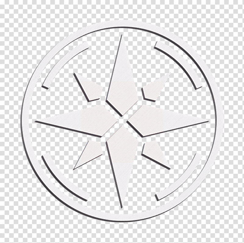 Navigation Map icon Compass icon, Emblem, Symbol, Logo, Circle, Wheel, Automotive Wheel System, Blackandwhite transparent background PNG clipart