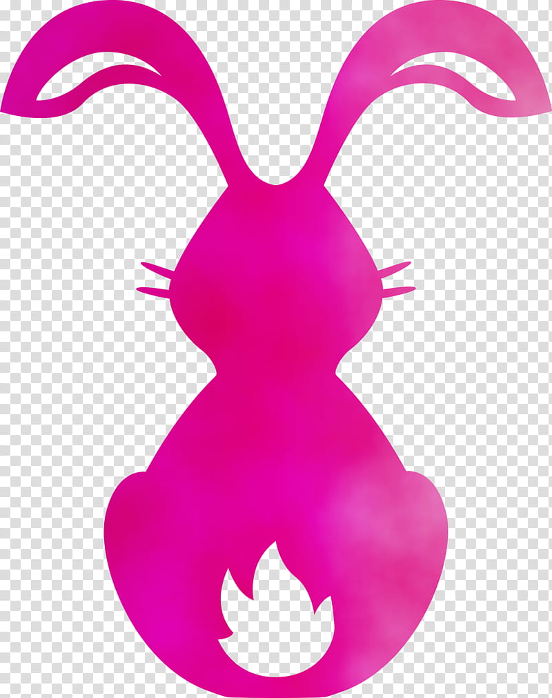 pink magenta nose tail rabbit, Cute Bunny, Easter Day, Watercolor, Paint, Wet Ink transparent background PNG clipart