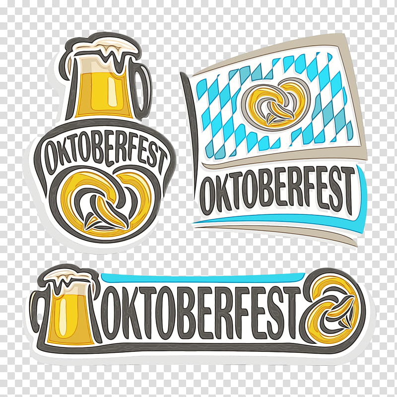 oktoberfest logo pretzel pint beer festival, Volksfest, Watercolor, Paint, Wet Ink, Beer Stein, Beer Glassware, Beer In Germany transparent background PNG clipart