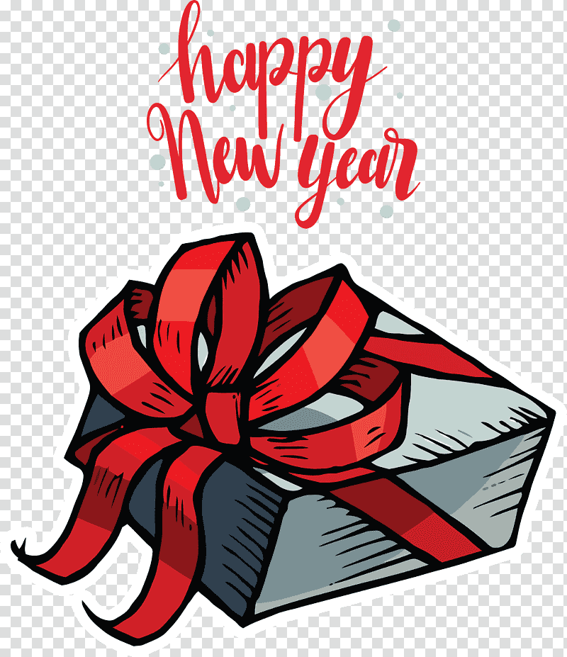 2021 Happy New Year 2021 New Year Happy New Year, Flower, Gift, Gift Wrapping, Red, Cartoon, Petal transparent background PNG clipart