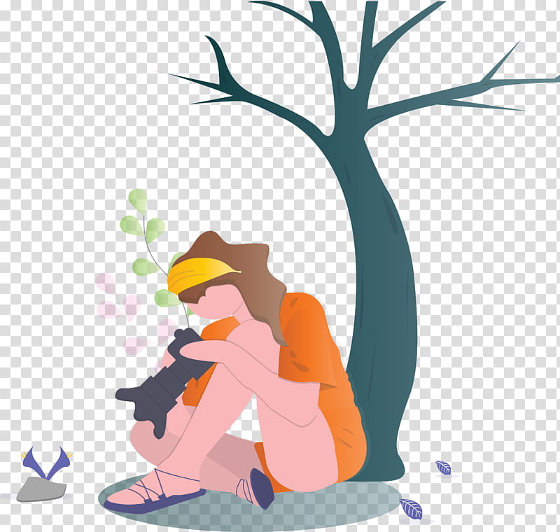 take graphs girl nature, Take graphs, Cartoon, Tree, Plant transparent background PNG clipart