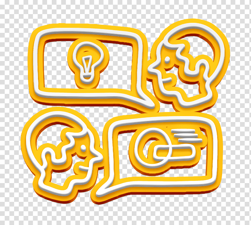 Discussion icon Creative process icon, Yellow, Line, Symbol, Meter, Geometry, Mathematics transparent background PNG clipart