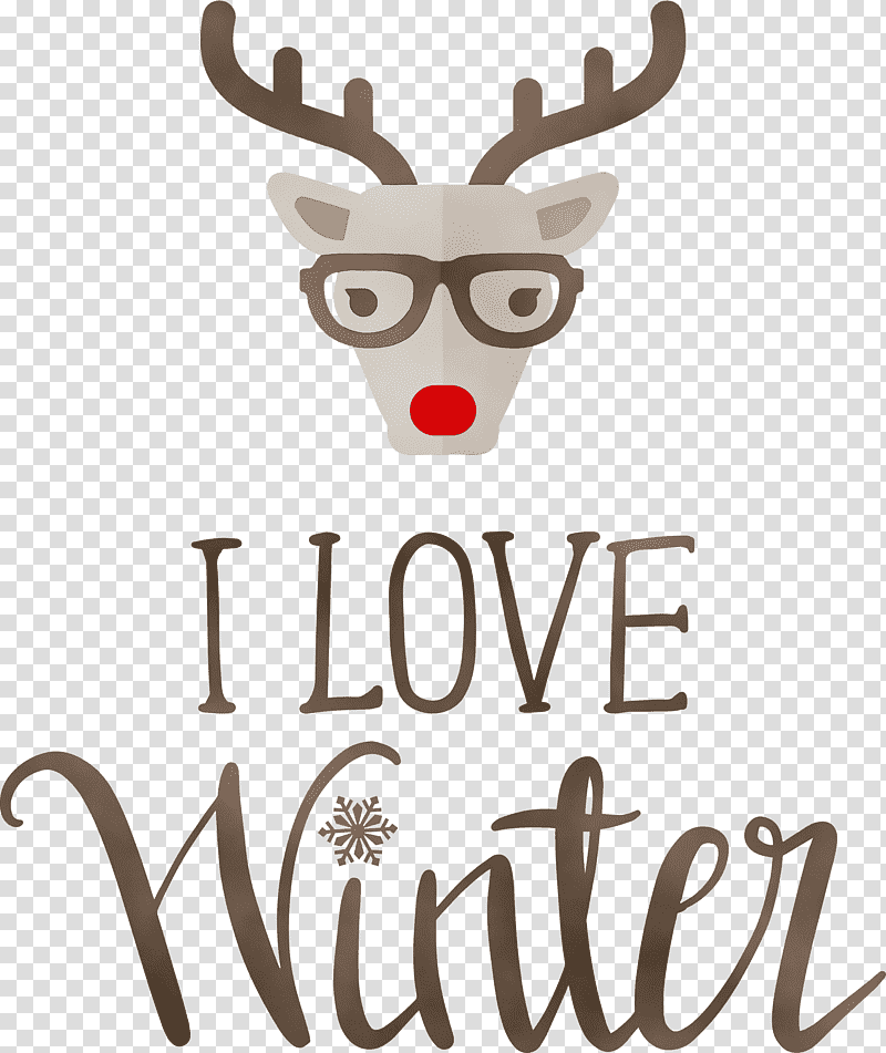 Reindeer, I Love Winter, Winter
, Watercolor, Paint, Wet Ink, Antler transparent background PNG clipart
