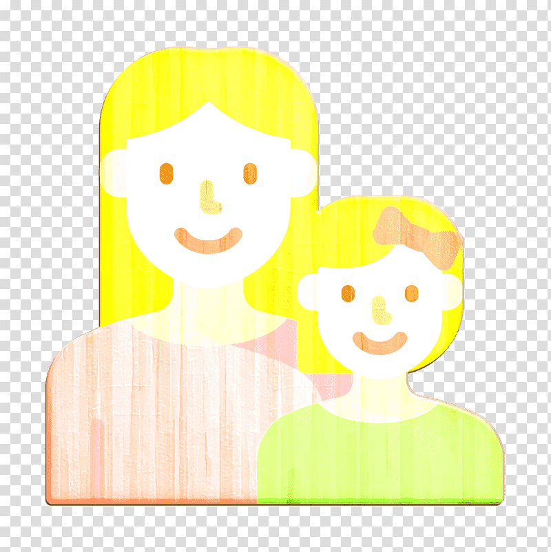 Family Life icon Parenting icon Mother icon, Smile, Meter, Yellow, Cartoon, Happiness, Behavior transparent background PNG clipart