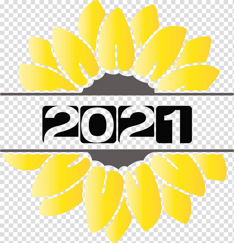 logo font yellow line meter, Welcome 2021 Sunflower, Watercolor, Paint, Wet Ink, Fruit transparent background PNG clipart