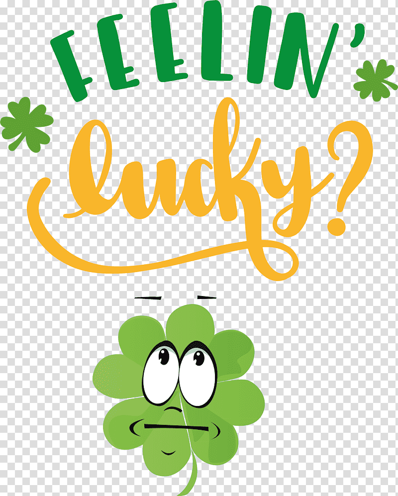 Saint Patrick Patricks Day Feelin Lucky, Meter, Logo, Cartoon, Leaf, Green, Smiley transparent background PNG clipart