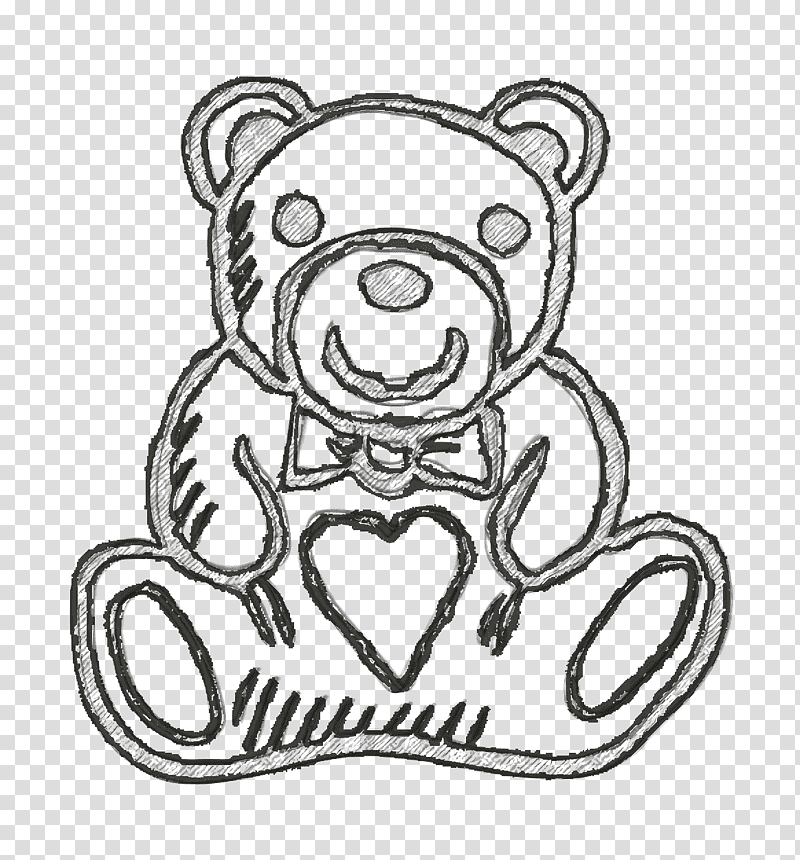 Hand Drawn Love Elements icon Teddy bear icon animals icon, Line Art, Snout, Dog, Science, Biology transparent background PNG clipart