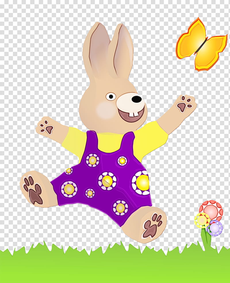 Easter Bunny, Watercolor, Paint, Wet Ink, Stuffed Toy, Yellow, Infant transparent background PNG clipart