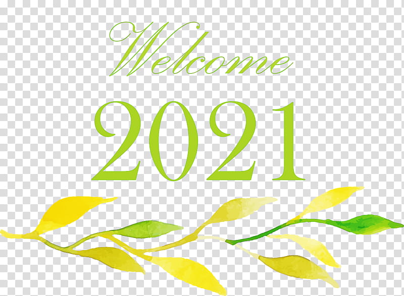 Happy New Year 2021 Welcome 2021 Hello 2021, Logo, Leaf, Baskerville, Green, Meter, Line, Plant Structure transparent background PNG clipart
