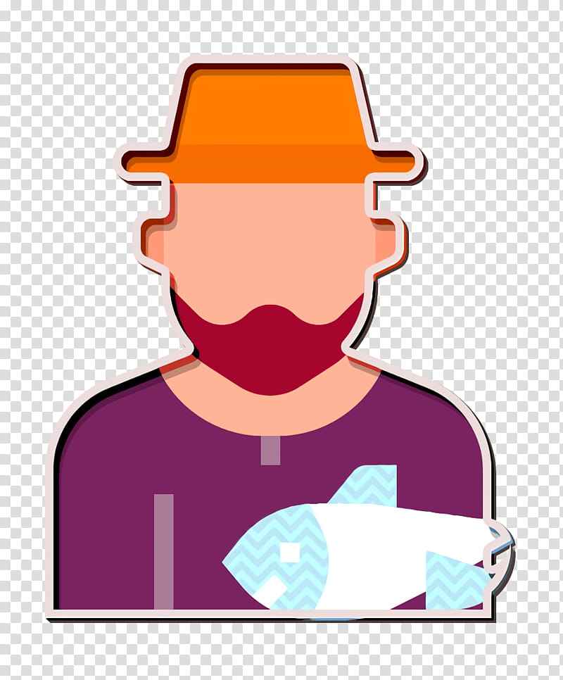 Jobs and Occupations icon Fisherman icon, Cartoon, Line, Headgear transparent background PNG clipart