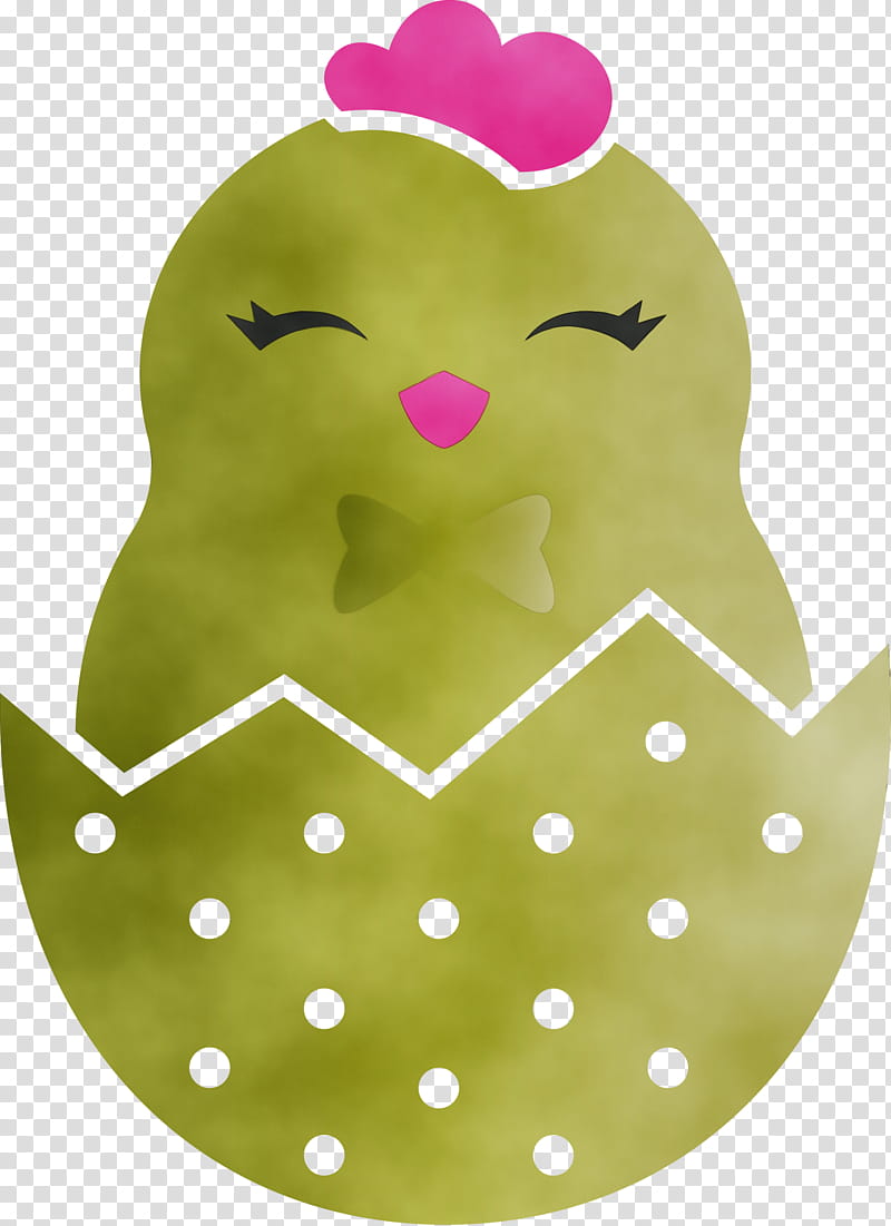 Polka dot, Chick In Eggshell, Easter Day, Adorable Chick, Watercolor, Paint, Wet Ink, Green transparent background PNG clipart