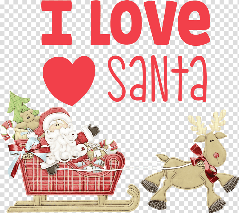 Christmas Day, I Love Santa, Christmas , Watercolor, Paint, Wet Ink, Idea transparent background PNG clipart