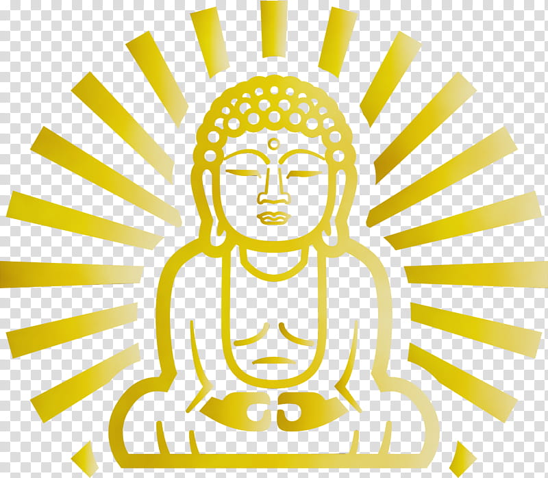 yellow head line line art smile, Buddha, Watercolor, Paint, Wet Ink transparent background PNG clipart