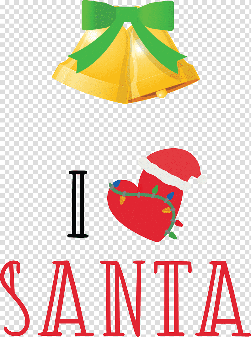 I Love Santa Santa Christmas, Christmas , Logo, Yellow Ribbon, Award, Fine Arts, Black transparent background PNG clipart