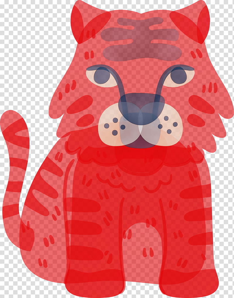 animal figure red cartoon snout toy, Tiger, Watercolor, Paint, Wet Ink, Stuffed Toy, Whiskers transparent background PNG clipart