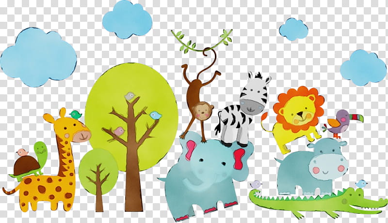 cartoon child art tree adaptation room, Watercolor, Paint, Wet Ink, Cartoon, Animal Figure, Wildlife, Happy transparent background PNG clipart