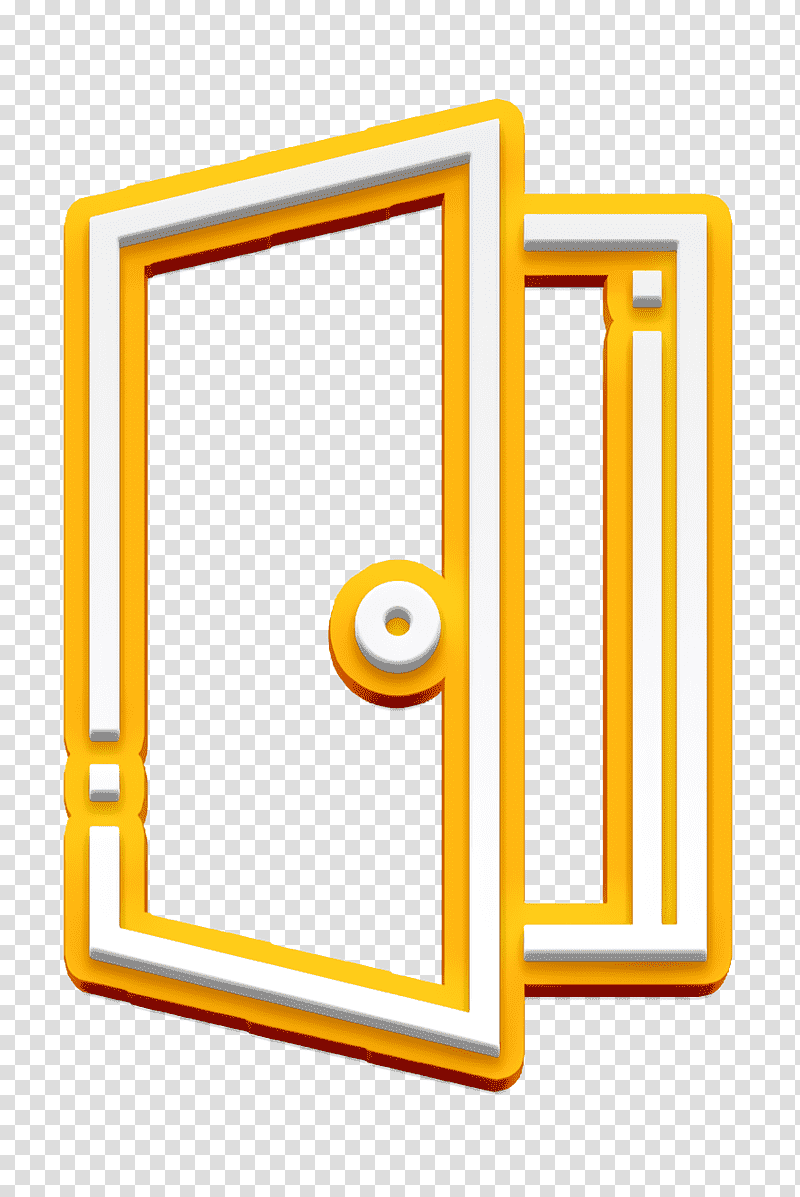 Door icon Architecture & Construction icon, Architecture Construction Icon, Yellow, Line, Meter, Geometry, Mathematics transparent background PNG clipart