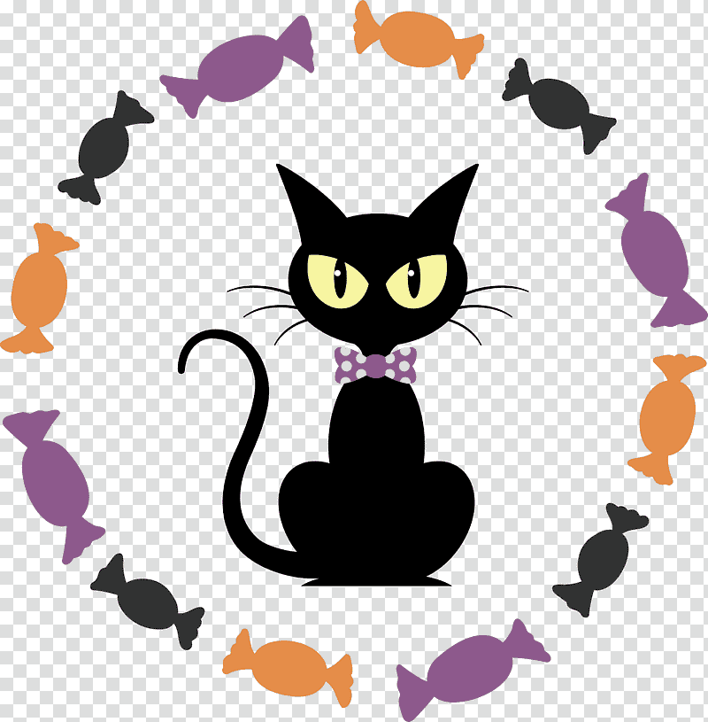 Happy Halloween, Bombay Cat, American Shorthair, Black Cat, Kitten, Whiskers, Witch transparent background PNG clipart
