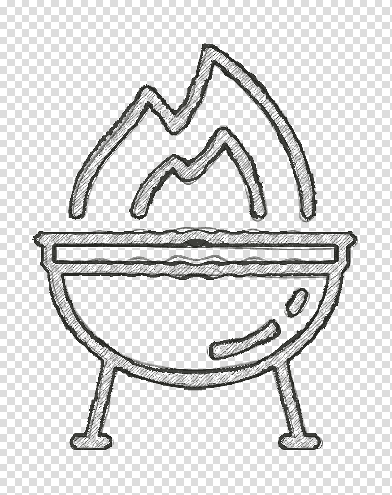 Barbecue icon Restaurant Elements icon Bbq icon, Line Art, Furniture, Chair M, Shoe, Text, Black transparent background PNG clipart