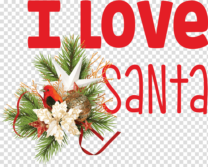 I Love Santa Santa Christmas, Christmas , Christmas Day, Christmas Ornament, New Year, Christmas Tree, Christmas Decoration transparent background PNG clipart