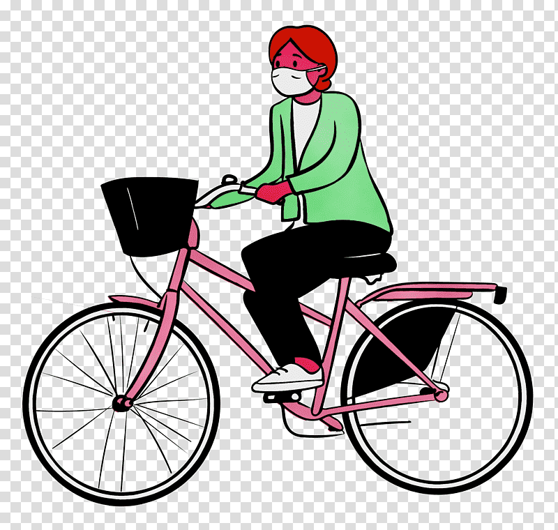 bicycle bicycle frame racing bicycle road bike bicycle wheel, Woman, Medical Mask, Watercolor, Paint, Wet Ink, Bicycle Saddle transparent background PNG clipart