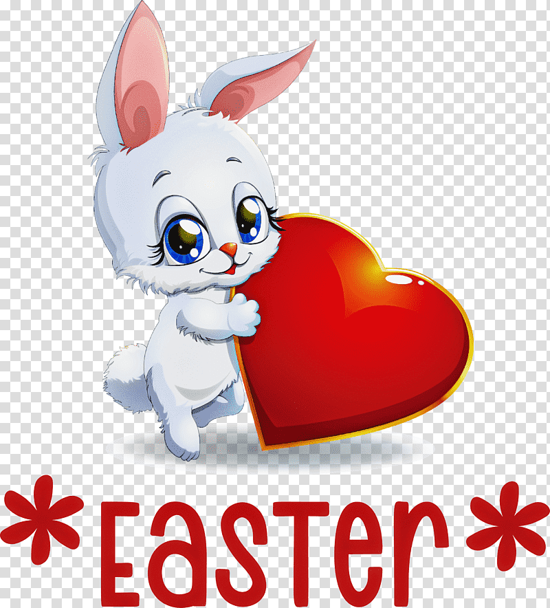 Easter Bunny Easter Day, Rabbit, Hare, Cartoon, Heart, European Rabbit, White Rabbit transparent background PNG clipart