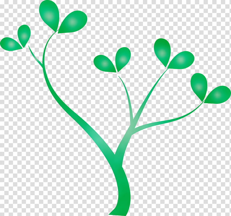 green leaf plant plant stem flower, Cartoon Tree, Abstract Tree, Tree , Watercolor, Paint, Wet Ink, Pedicel transparent background PNG clipart