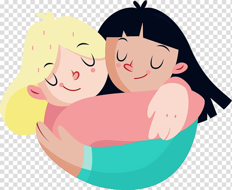 friends hugging cartoon