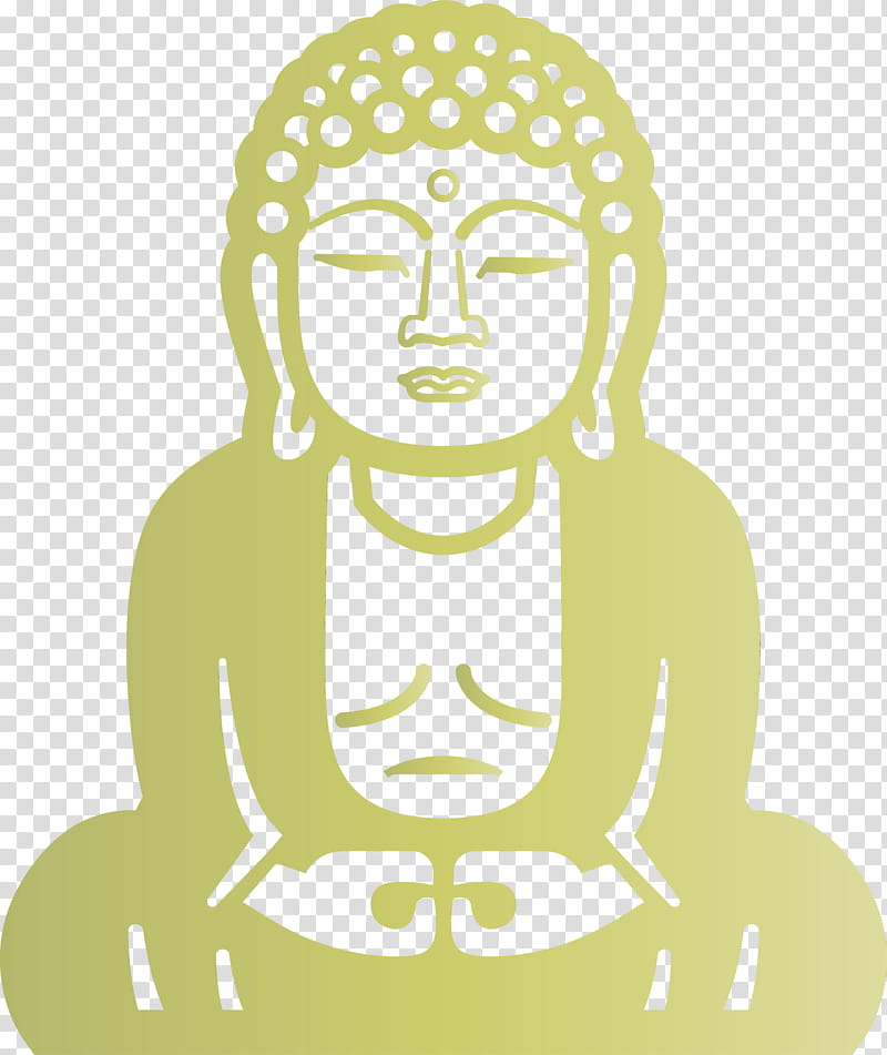 green head meditation yellow sitting, Buddha, Watercolor, Paint, Wet Ink, Smile transparent background PNG clipart