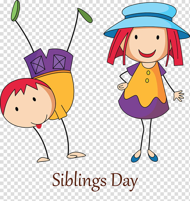 Happy Siblings Day, Cartoon transparent background PNG clipart