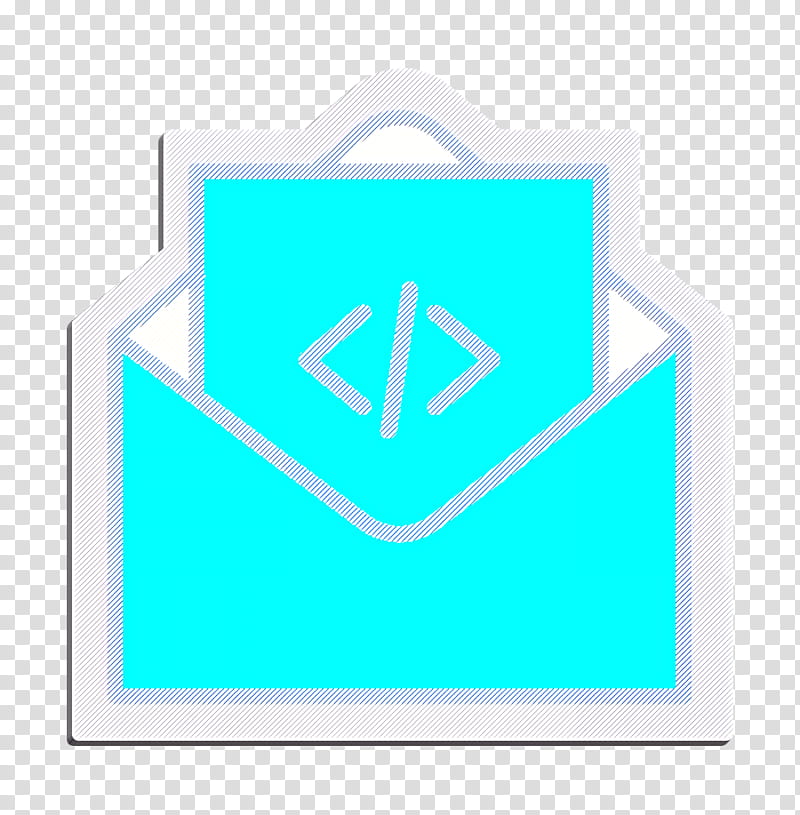 Mail icon Coding icon, Aqua, Blue, Green, Turquoise, Text, Teal, Azure transparent background PNG clipart