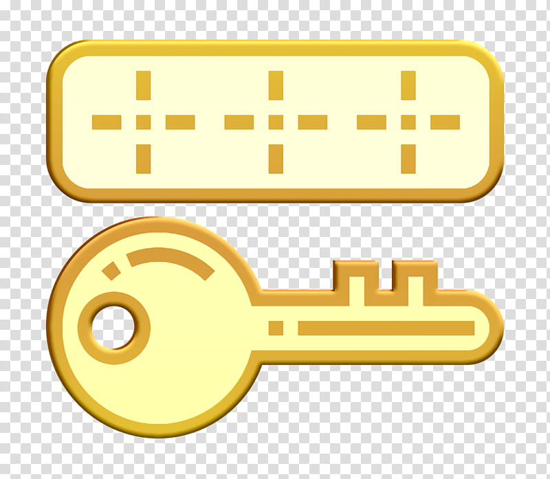 Data Management icon Password icon Key icon, Yellow, Meter, Line transparent background PNG clipart