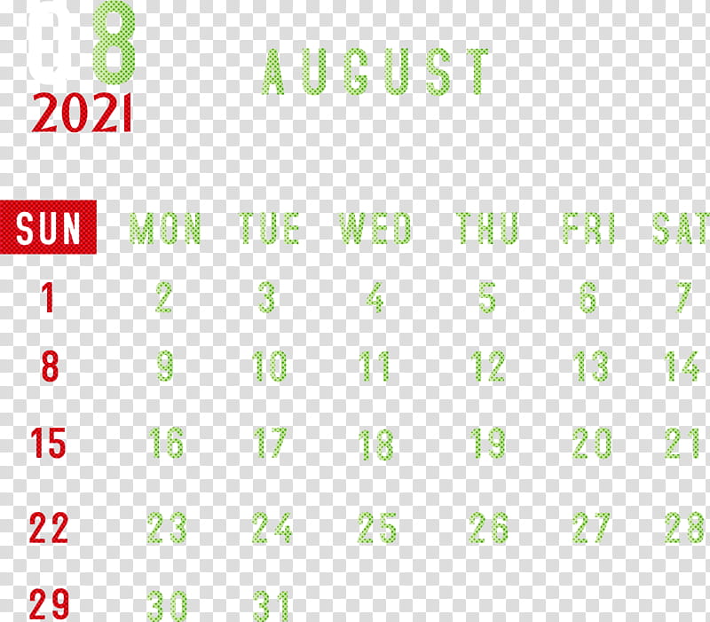 August 2021 Printable Calendar 2021 monthly calendar Printable 2021 Monthly Calendar Template, Logo, Angle, Line, Point, Green, Area, Meter transparent background PNG clipart