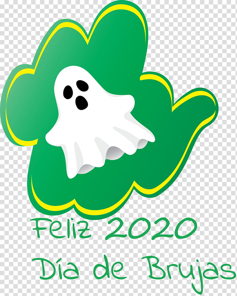 Feliz Día de Brujas Happy Halloween, Leaf, Flower, Cartoon, Logo, Character, Green, Text transparent background PNG clipart