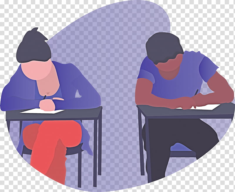 exam students, Cartoon, Table, Reading, Furniture, Conversation, Tableware, Sitting transparent background PNG clipart