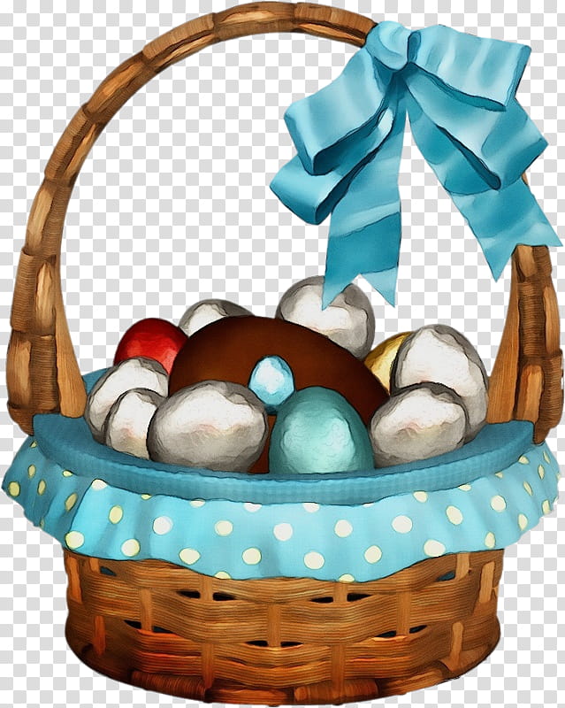 gift basket basket hamper easter home accessories, Watercolor, Paint, Wet Ink, Easter
, Present, Mishloach Manot, Storage Basket transparent background PNG clipart